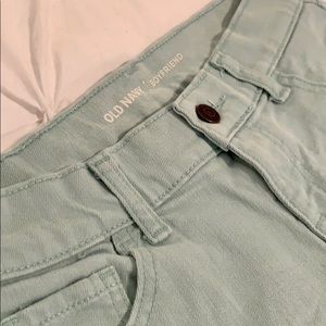 Teal blue jean shorts
